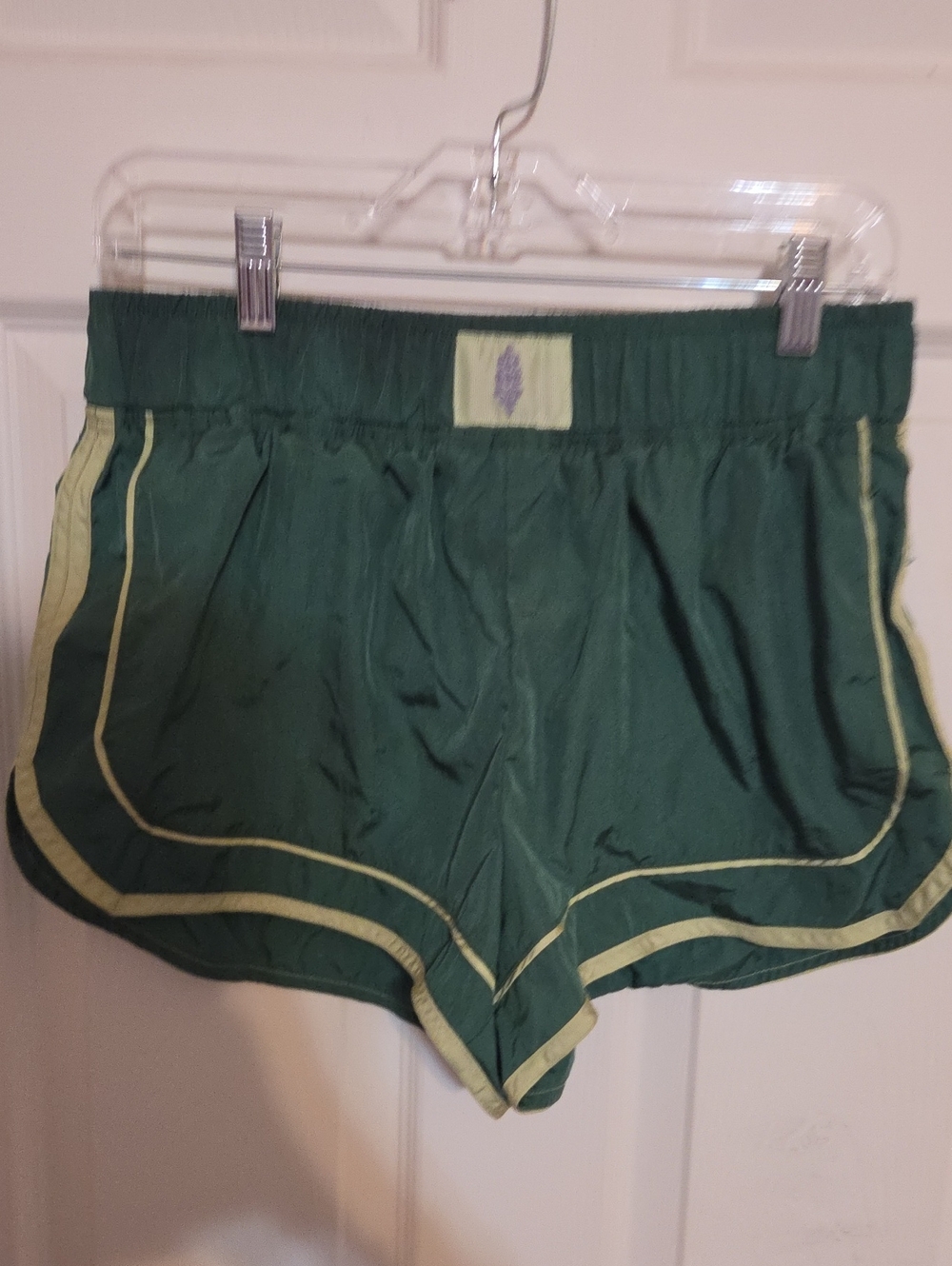 FP Movement by Free People Dark Green Athletic Shorts with Cream Trim